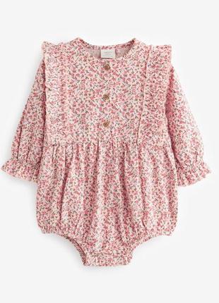 Сукня боді next бодік у квіти велюровий боді у рюши пісочник 9\12 міс 75\80 см