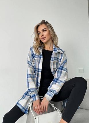 Трендова байкова клітчата сорочка жіноча рубашка в клітинку оверсайз стильна4 фото