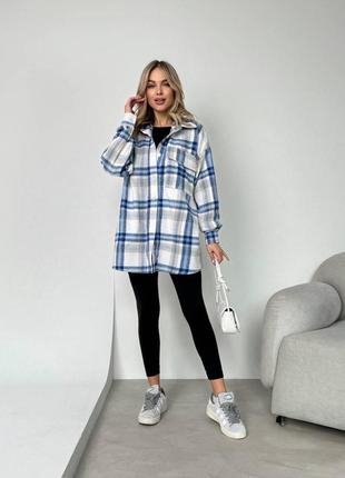Трендова байкова клітчата сорочка жіноча рубашка в клітинку оверсайз стильна6 фото
