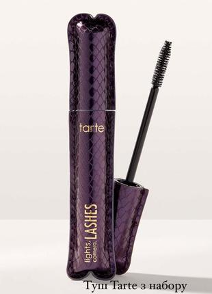 довші щетинки забезпечують миттєве завивання tarte lights, camera, lashes 4-in-1