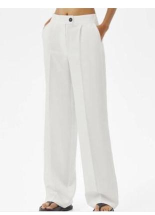 Білі брюки палаццо bershka wide leg