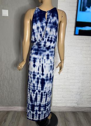 Довга трикотажна сукня з напуском на талії плаття максі у принт варка rеsort, xxxxl 56р2 фото