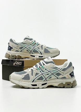 Крутые женские и мужские кроссовки asics gel-kahana 8 grey mint серо-бежевые
