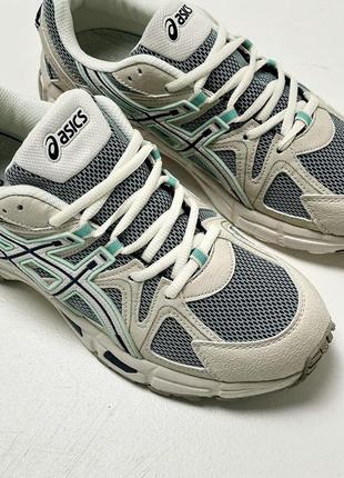 Крутые женские и мужские кроссовки asics gel-kahana 8 grey mint серо-бежевые3 фото