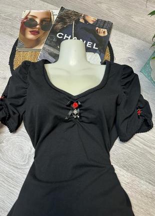 Плаття black dress with puffs arms queen сукня готичному стиль панк су3 фото