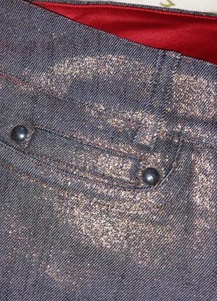 Новые эластичные джинсы с медным отливом на высокую,42-46разм,,италия.5 фото