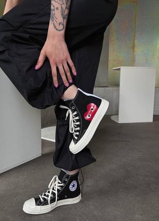 Женские высокие кеды конверс converse x comme des garçons play black high / женская демисезонная обувь на весну, лето и осень конверсы кроссовки2 фото