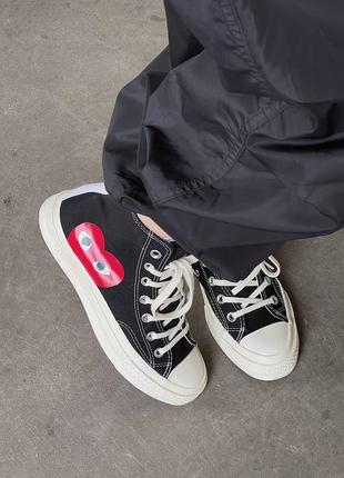 Женские высокие кеды конверс converse x comme des garçons play black high / женская демисезонная обувь на весну, лето и осень конверсы кроссовки6 фото