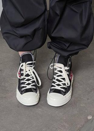 Женские высокие кеды конверс converse x comme des garçons play black high / женская демисезонная обувь на весну, лето и осень конверсы кроссовки3 фото