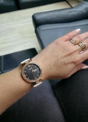 Жіночий наручний кварцовий  годинник skmei 2090rgwt з білим ремінцем2 фото