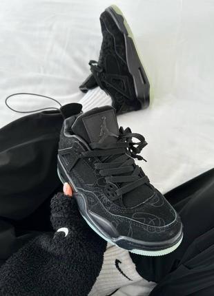 Найк кросівки чорні замшеві nike air jordan retro 4 x kaws black4 фото