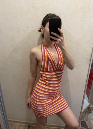 Вʼязана яскрава сукня primark нова з відкритою спиною