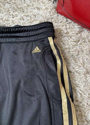 Винтажные черные спортивные штаны с золотыми лампасами,adidas,p38-405 фото