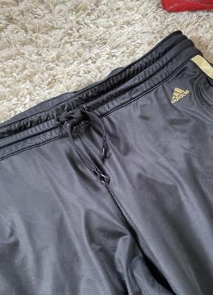Винтажные черные спортивные штаны с золотыми лампасами,adidas,p38-406 фото