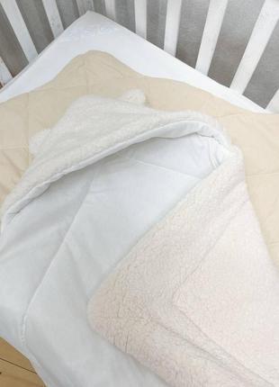 Конверт- одеяло с капешоном на выписку новорожденного с красивым бантом2 фото