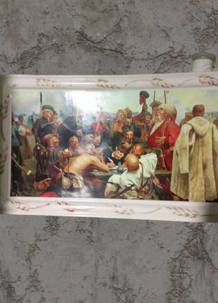 Бутылка "козаки пишут письмо турецкому султану" выполненной в виде картины3 фото