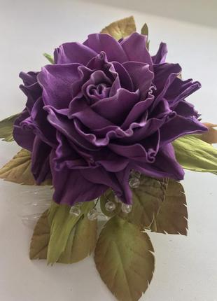 Фантастическая роза на гребне с фоамирана.4 фото
