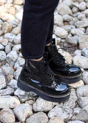 Dr. martens jadon black patent лакированые ботинки мартинс черный цвет (36-40)💜