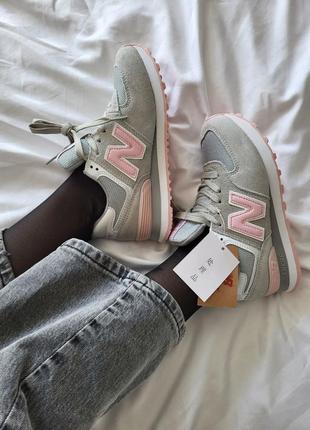 Замшевые кроссовки new balance 574 grey pink7 фото