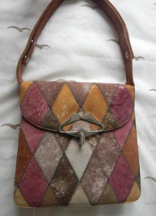 Різнобарвна шкіряна сумка