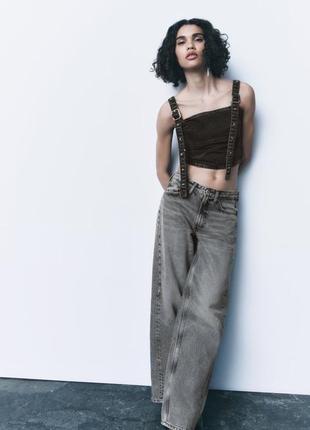 Джинсовий топ trf із пряжками zara original зара
