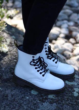 Dr. martens 1460 white жіночі демісезонні черевики мартінс білий колір (36-40)💜7 фото