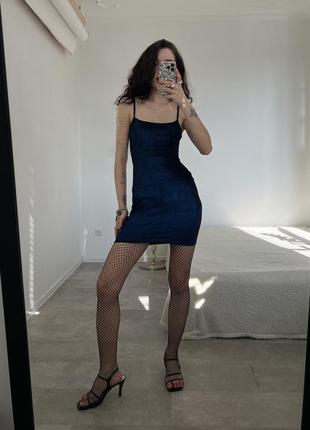 Синя блискуча міні сукня plt10 фото