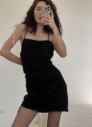 Чорна міні сукня zara з відкритою спинкою та завязками5 фото