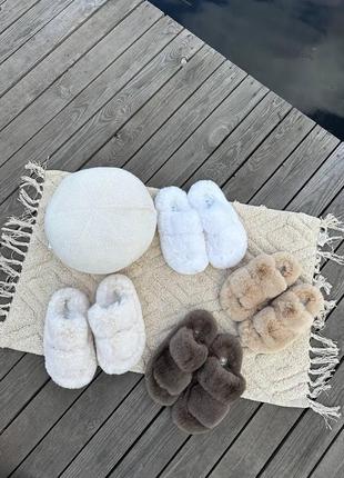 Тапочки з еко хутра, хутряні тапочки, трендові модні тапочки пухнасті, кімнатні для...