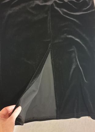 Чорна велюрова бархатна спідниця максі вінтажна5 фото