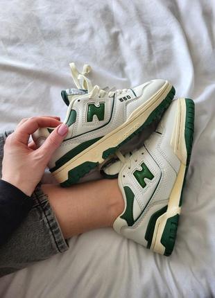 Кожаные кроссовки new balance 550 beige green