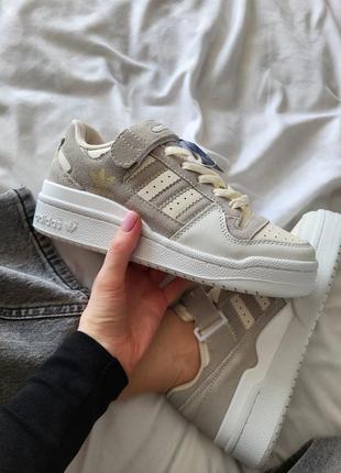 Замшеві кросівки adidas forum low beige grey1 фото