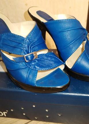Босоніжки на каблук, сині, gabor, розмір 371 фото