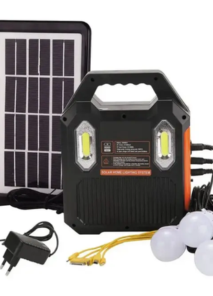 Портативна сонячна автономна система solar light at-9028b (ліхтар, радіо, павербанк, 3 лампочки)