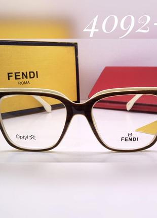 Женские очки fendi для имиджа, компьютерные, оправа под замену линз, коричнево-белые.6 фото