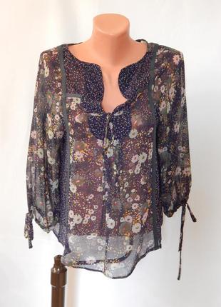 Легкая блуза в цветочный принт от  zara basic(размер 36-38)1 фото
