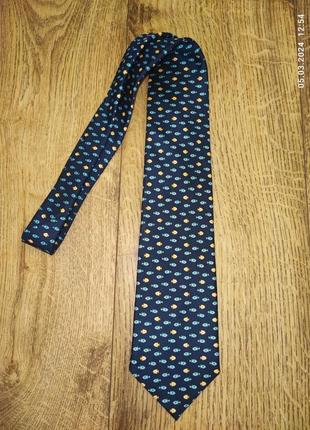 Marks and spencer шовковий галстук з рибками1 фото
