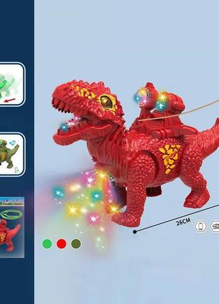 Животное музыкальная игрушка арт. 5967(180шт/2) динозавр, 3 цвета микс, свет., пакет. 26*7,5*13,5см