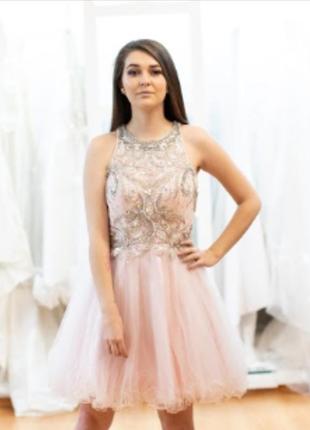 Шикарное 👗 платье в камнях xs 34-36 40-42 аыпуск выпускное выпускного вечернее вечерние нарядное пудровое розовое