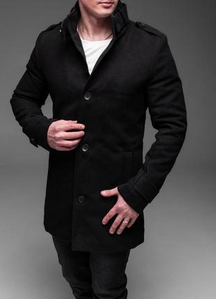 Пальто чоловіче кашемірове до -2°с весняне осіннє band чорне пальто однобортне7 фото