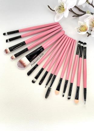 15 шт кисті пензлі набір кисти для макияжа набор pink/black probeauty1 фото