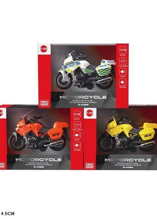 Іграшка мотоцикл tn-1231b батарейки, метал, 3 кольори, у коробці 20,5*9,5*14,5 см