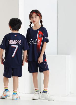 Футбольная форма детская mbappe (мбаппе) 7 psg , темно-синий-красный цвет2 фото