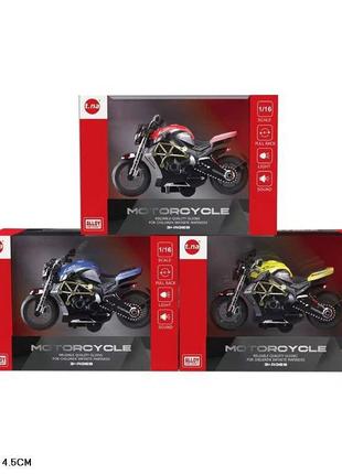 Іграшка мотоцикл tn-1231c батарейки, метал, 3 кольори, у коробці 20,5*9,5*14,5 см1 фото