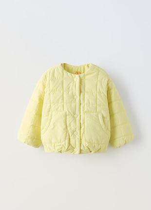 Дута куртка лимонна на дівчинку zara new