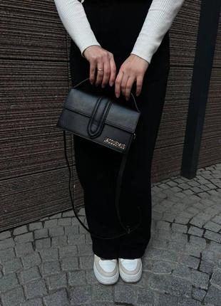 Женская сумка из эко-кожи jacquemus le bambino black молодежная, брендовая сумка-клатч маленькая через плечо3 фото
