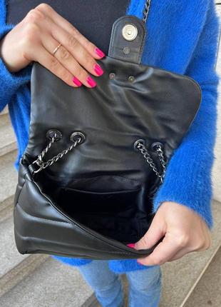 Женская сумка из эко-кожи pinko puff black пинко молодежная, брендовая сумка маленькая через плечо  sk80103 фото