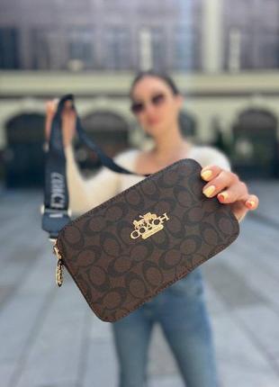 Женская сумка из эко-кожи coach коач молодежная, брендовая сумка-клатч маленькая через плечо  sk15041 фото