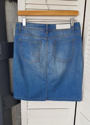 Zara джинсовая юбка карандаш с шлицей впереди7 фото