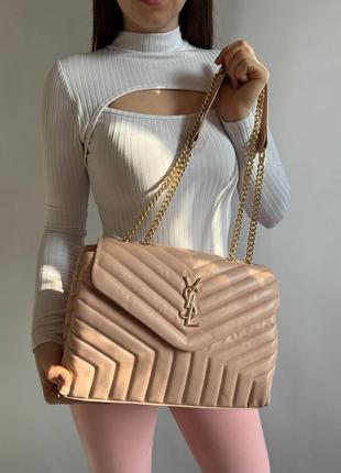 Жіноча сумка з еко-шкіри yves saint laurent 30 goldів сен лоран рожевого кольору молодіжна, брендова сумка через плече  sk30075 фото